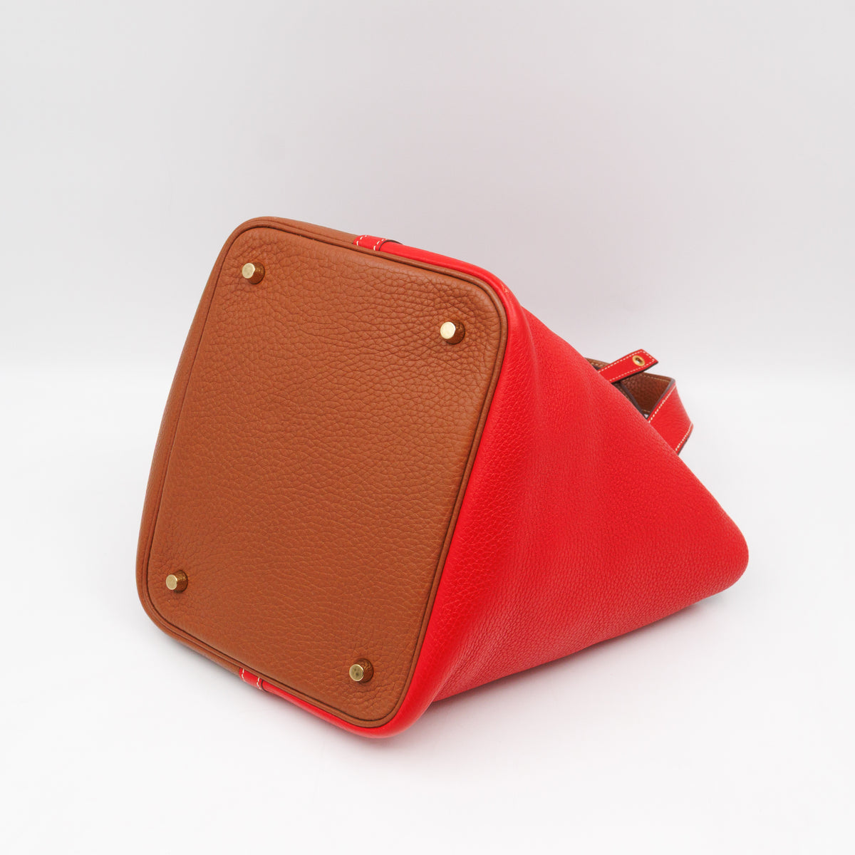 Picotin Lock 22 Red & Brown Taurillon Clemence