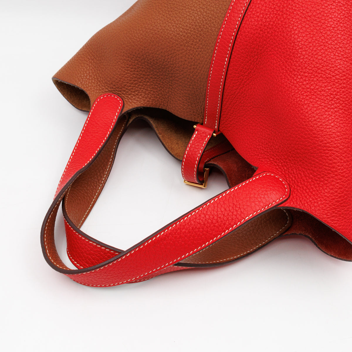 Picotin Lock 22 Red & Brown Taurillon Clemence