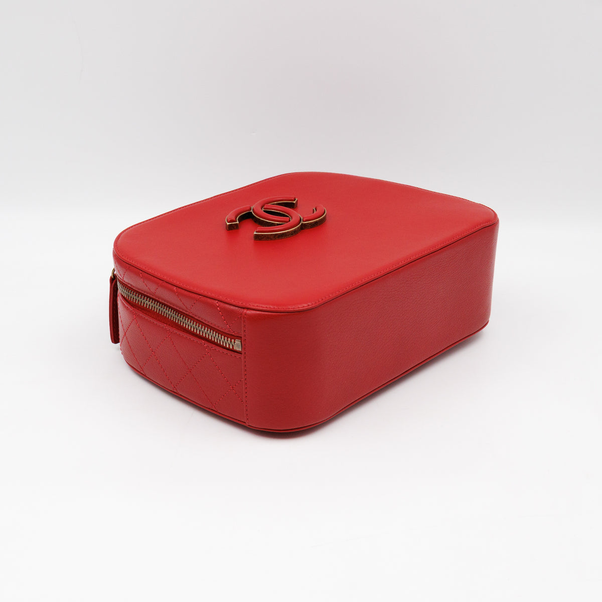 Coco Curve Vanity Case Bag Red Leather