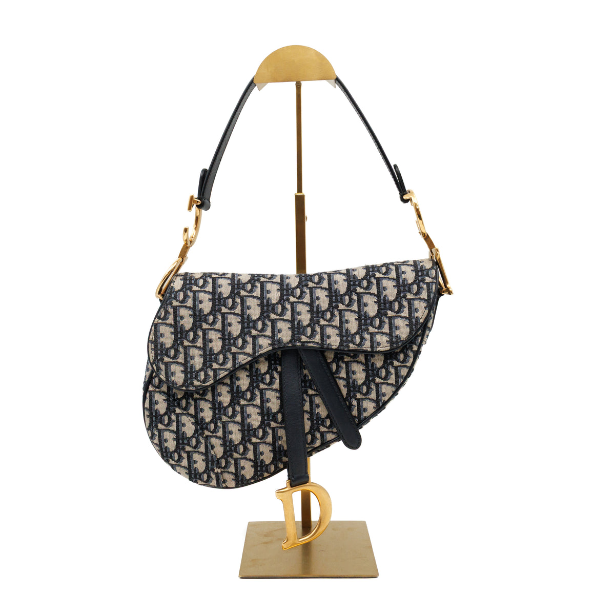 Saddle Bag Medium Blue Dior Oblique Jacquard