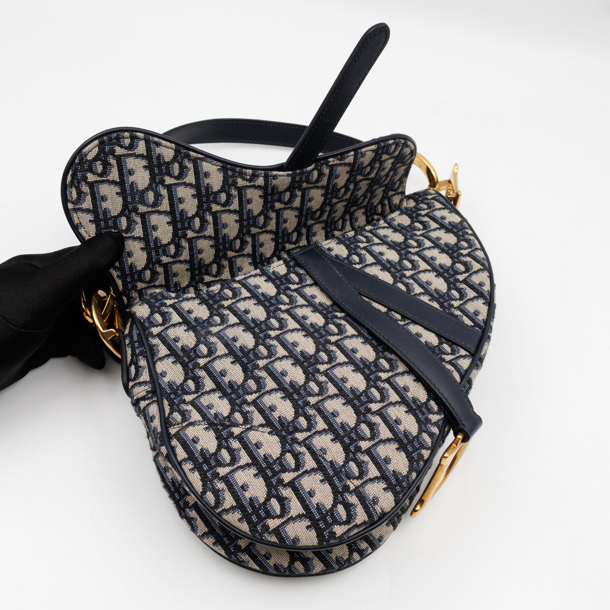 Saddle Bag Medium Blue Dior Oblique Jacquard