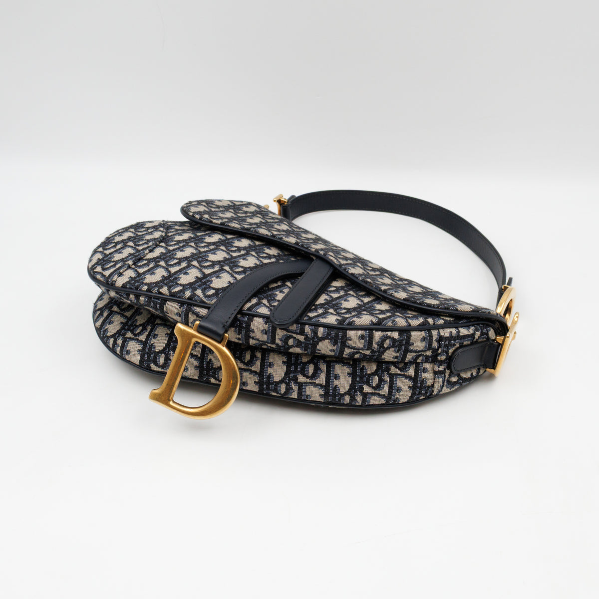 Saddle Bag Medium Blue Dior Oblique Jacquard