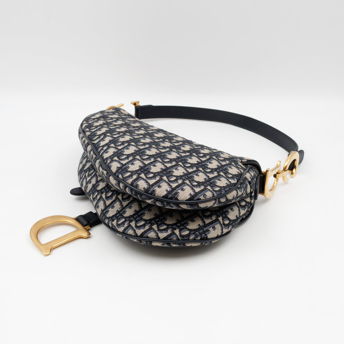 Saddle Bag Medium Blue Dior Oblique Jacquard