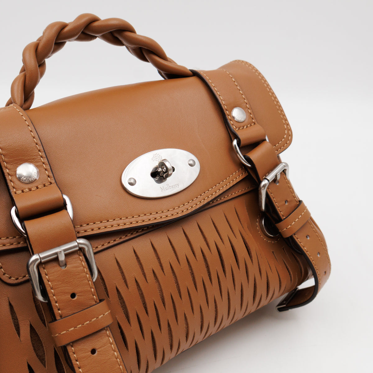 Mini Alexa Teak Mesh Smooth Calfskin Leather