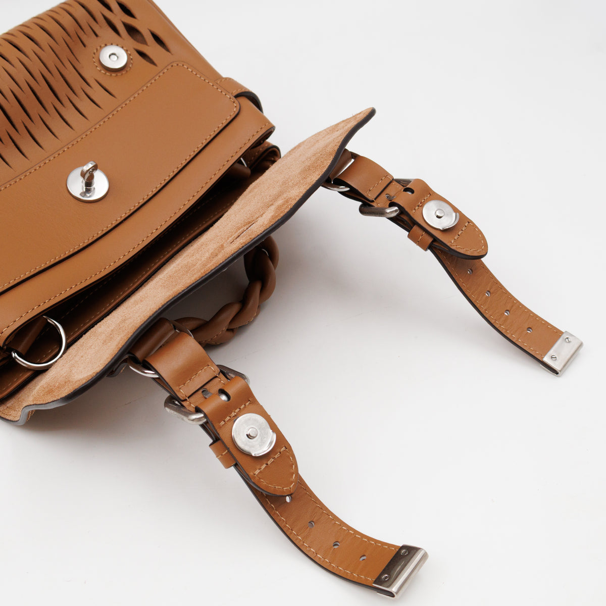 Mini Alexa Teak Mesh Smooth Calfskin Leather