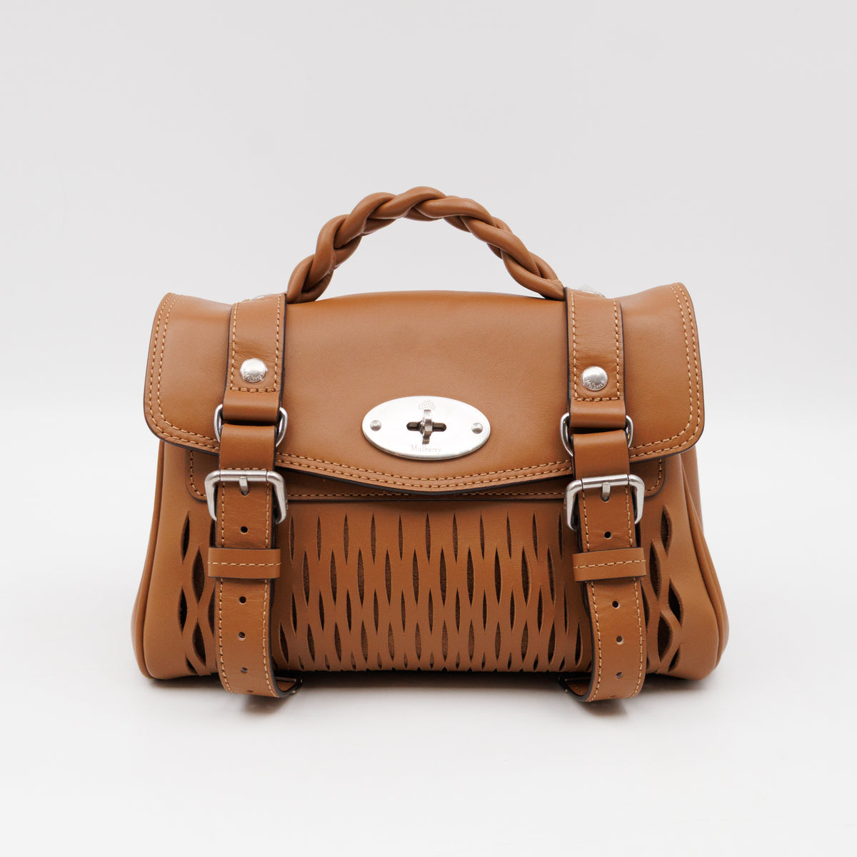 Mini Alexa Teak Mesh Smooth Calfskin Leather