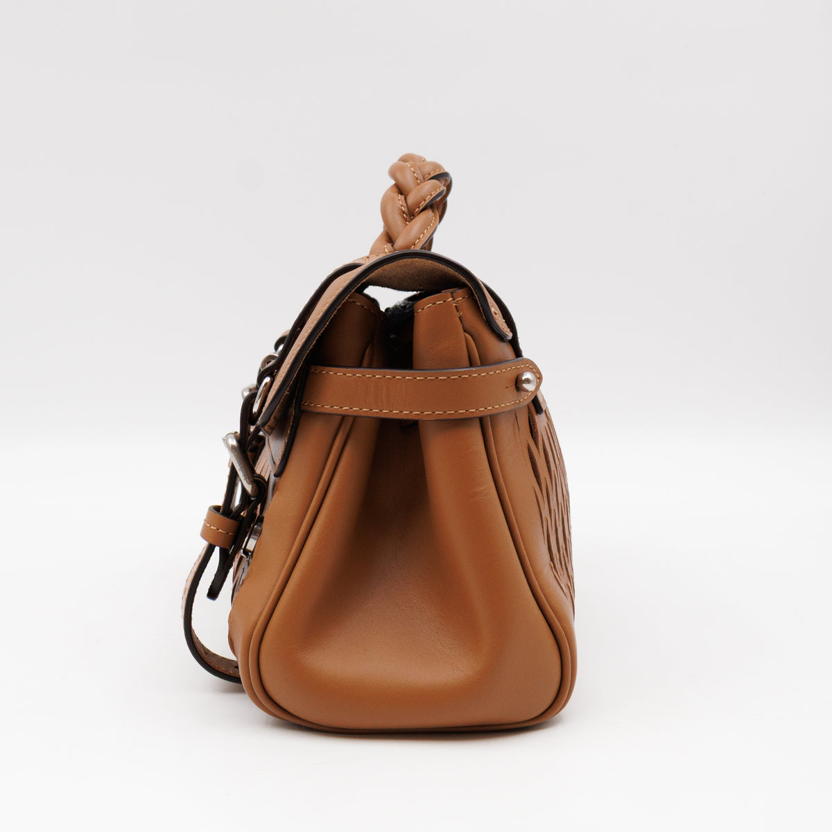 Mini Alexa Teak Mesh Smooth Calfskin Leather