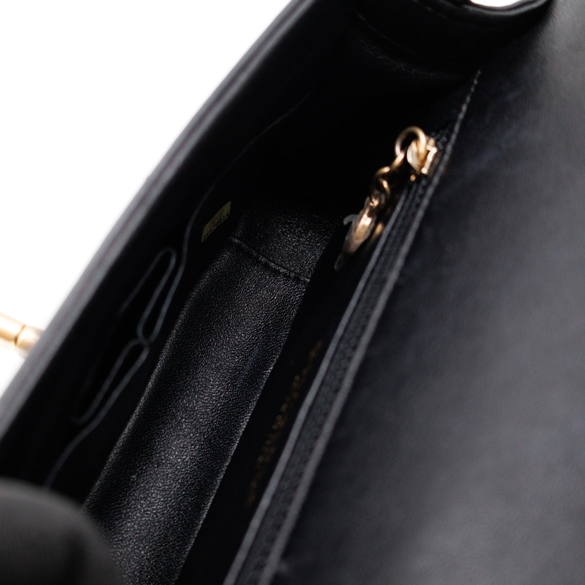 Reversed Chevron Flap Bag Black Quilted Lambskin Leather