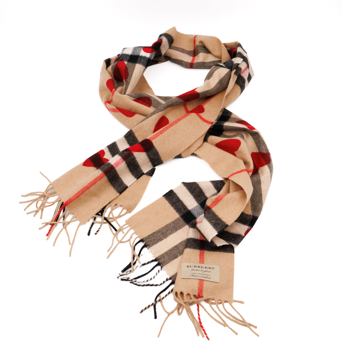 Cashmere Reversible Scarf Nova Check Heart Print