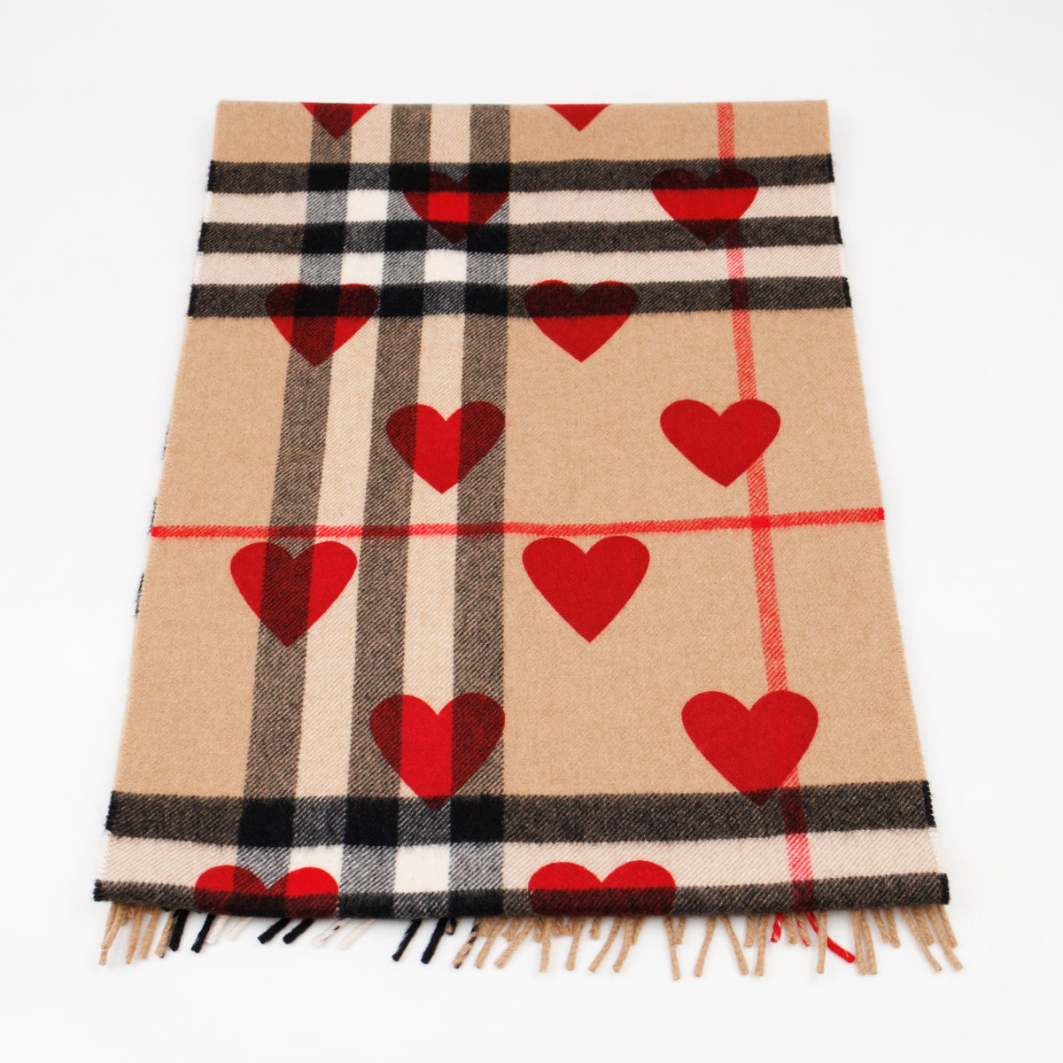 Cashmere Reversible Scarf Nova Check Heart Print
