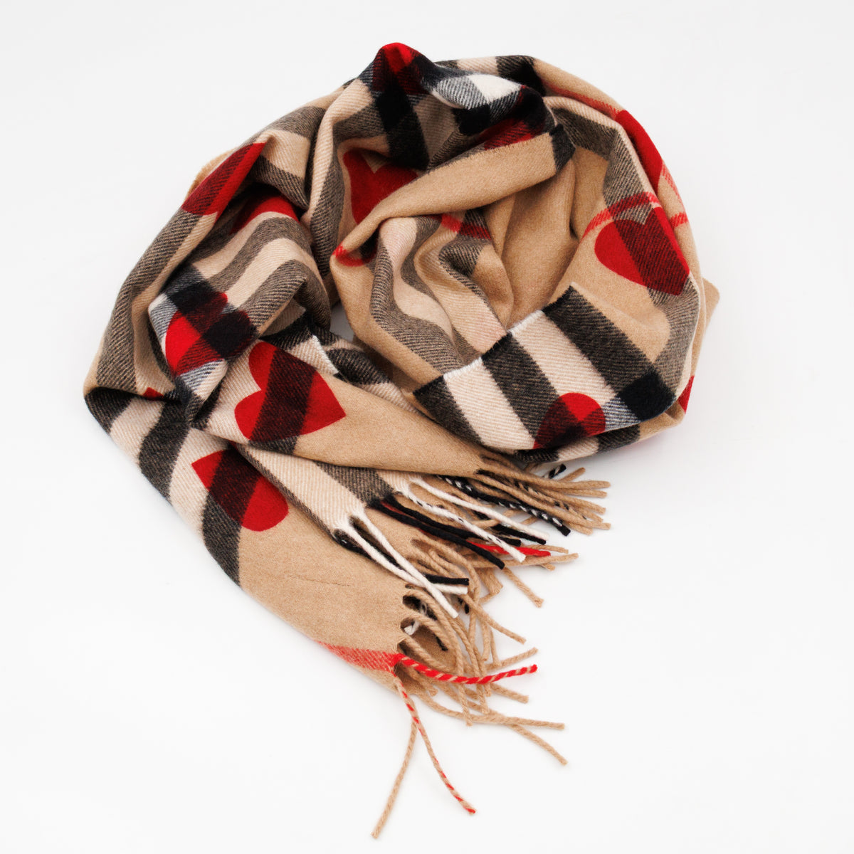 Cashmere Reversible Scarf Nova Check Heart Print
