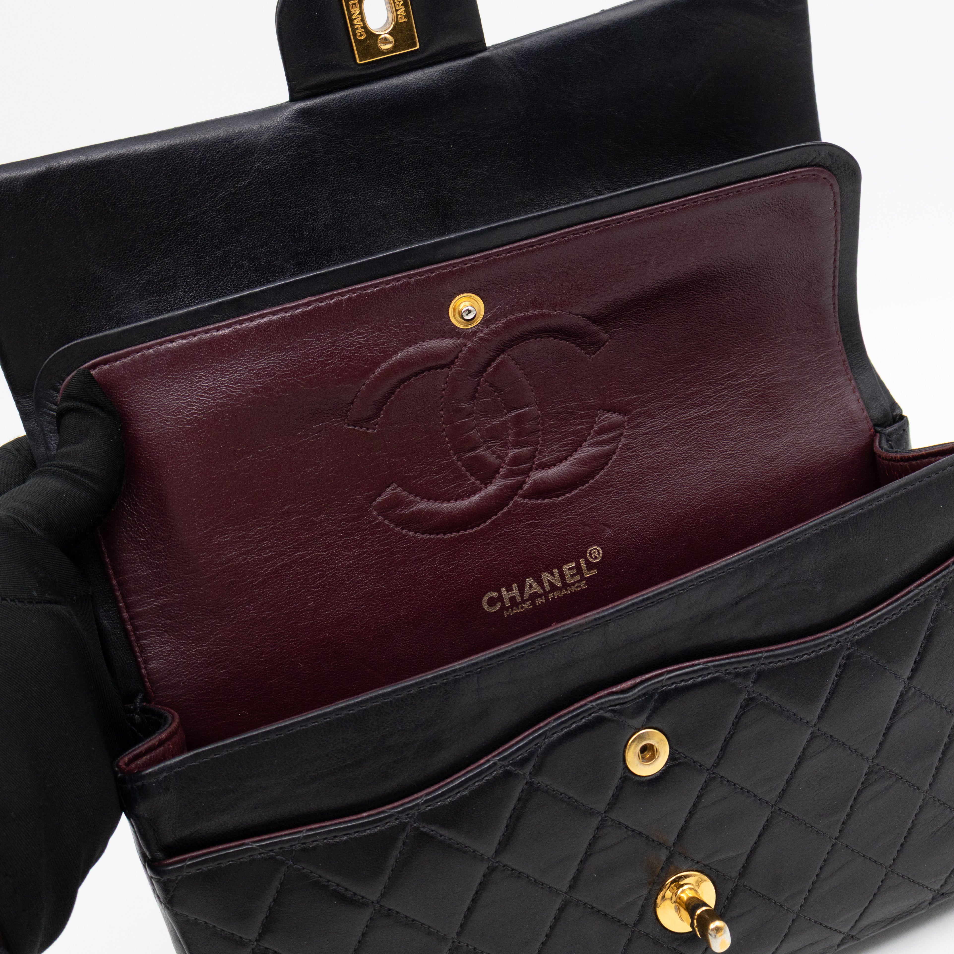 Classic Double Flap Bag Black Lambskin Gold
