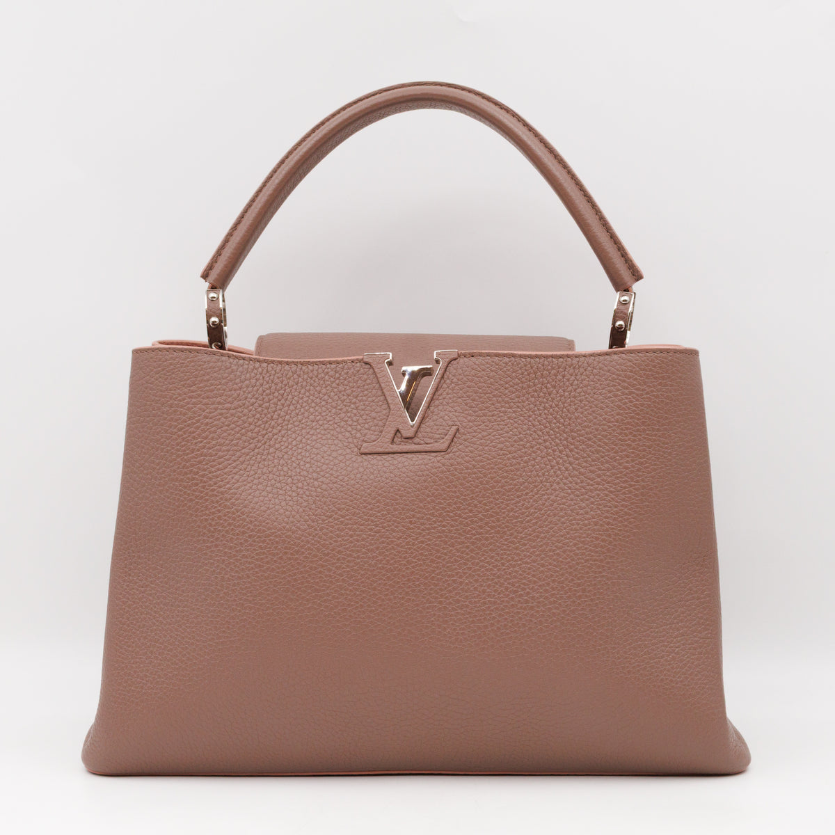Capucines MM Taupe & Rose Taurillon Leather