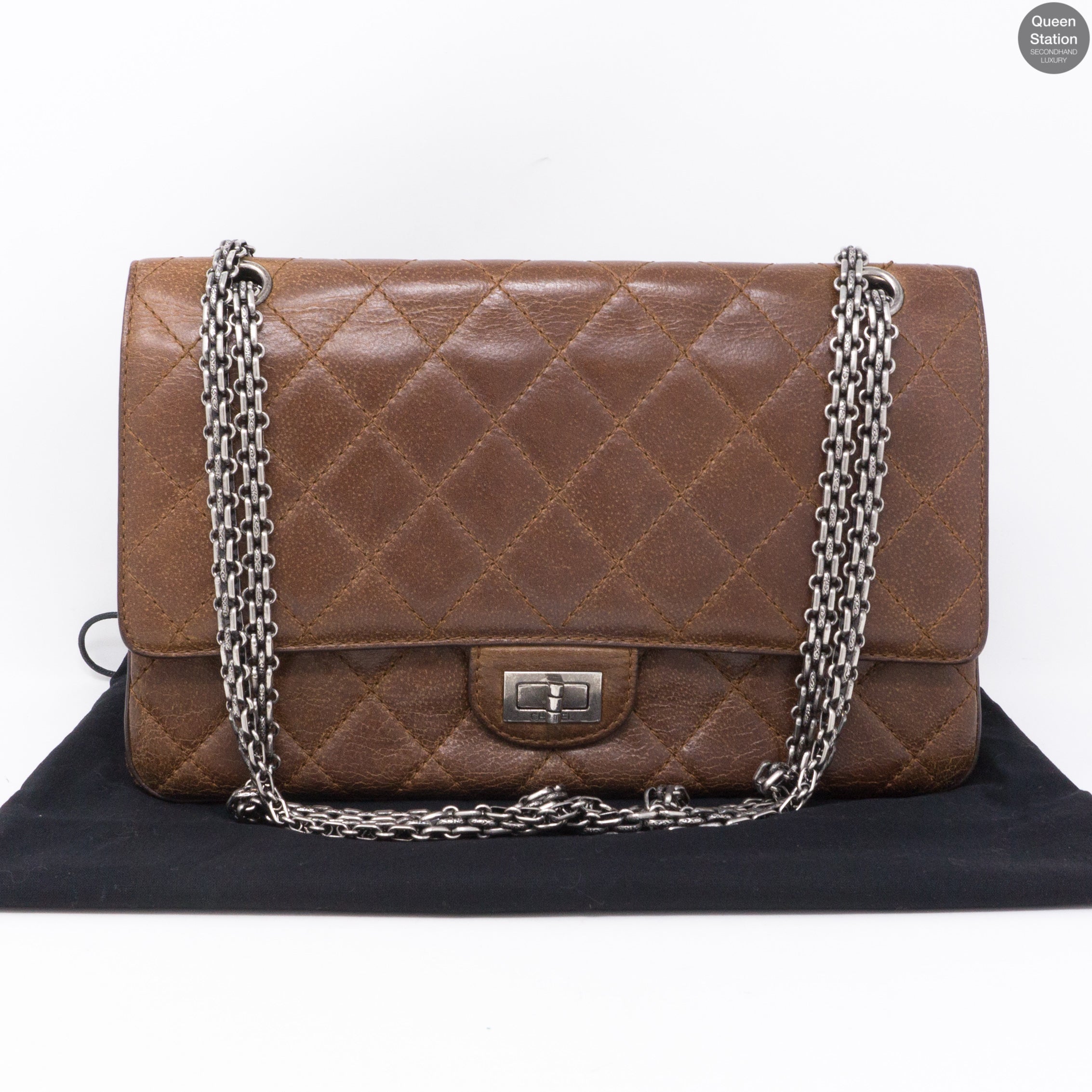 Reissue 2.55 226 Double Flap Bag Distressed Leather