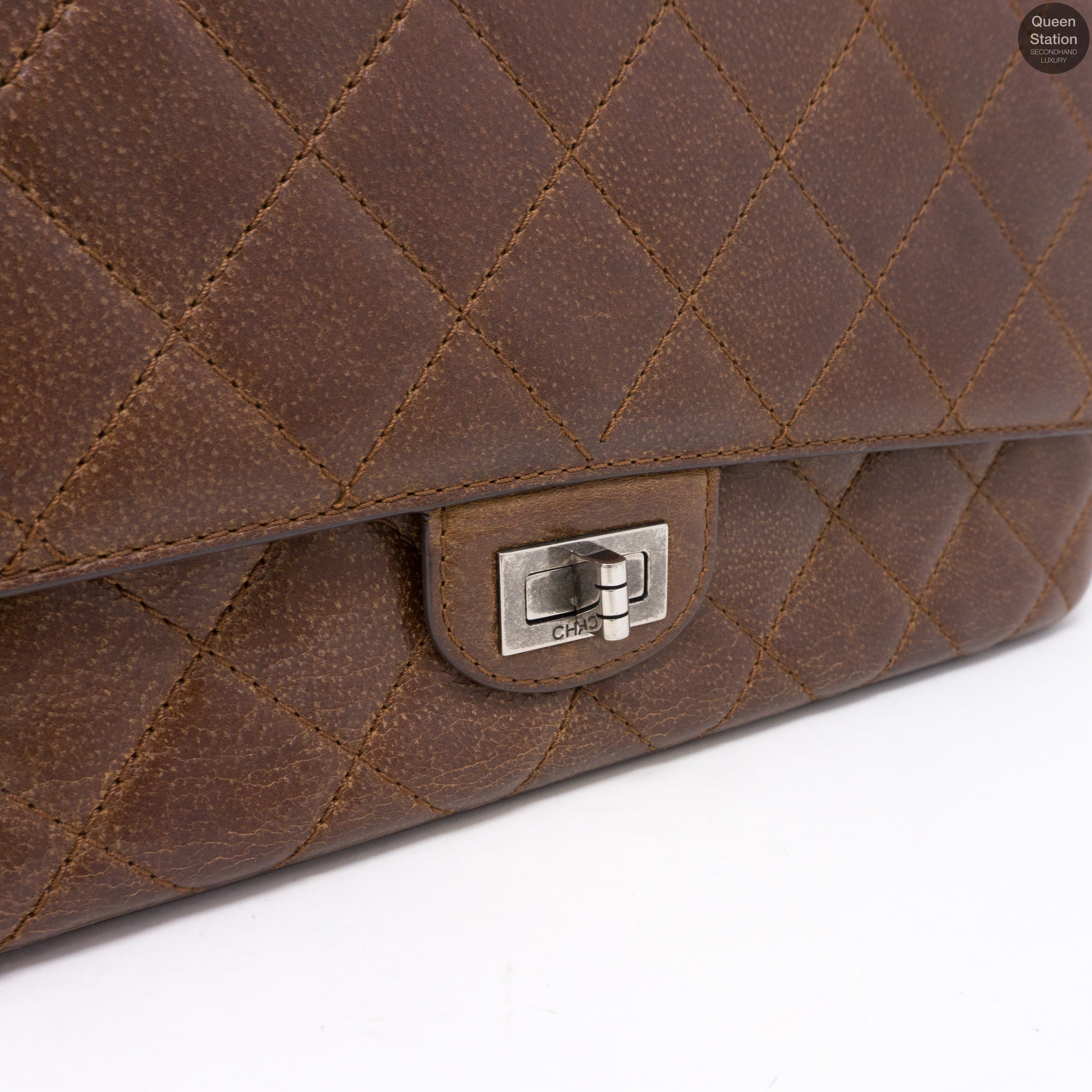 Reissue 2.55 226 Double Flap Bag Distressed Leather