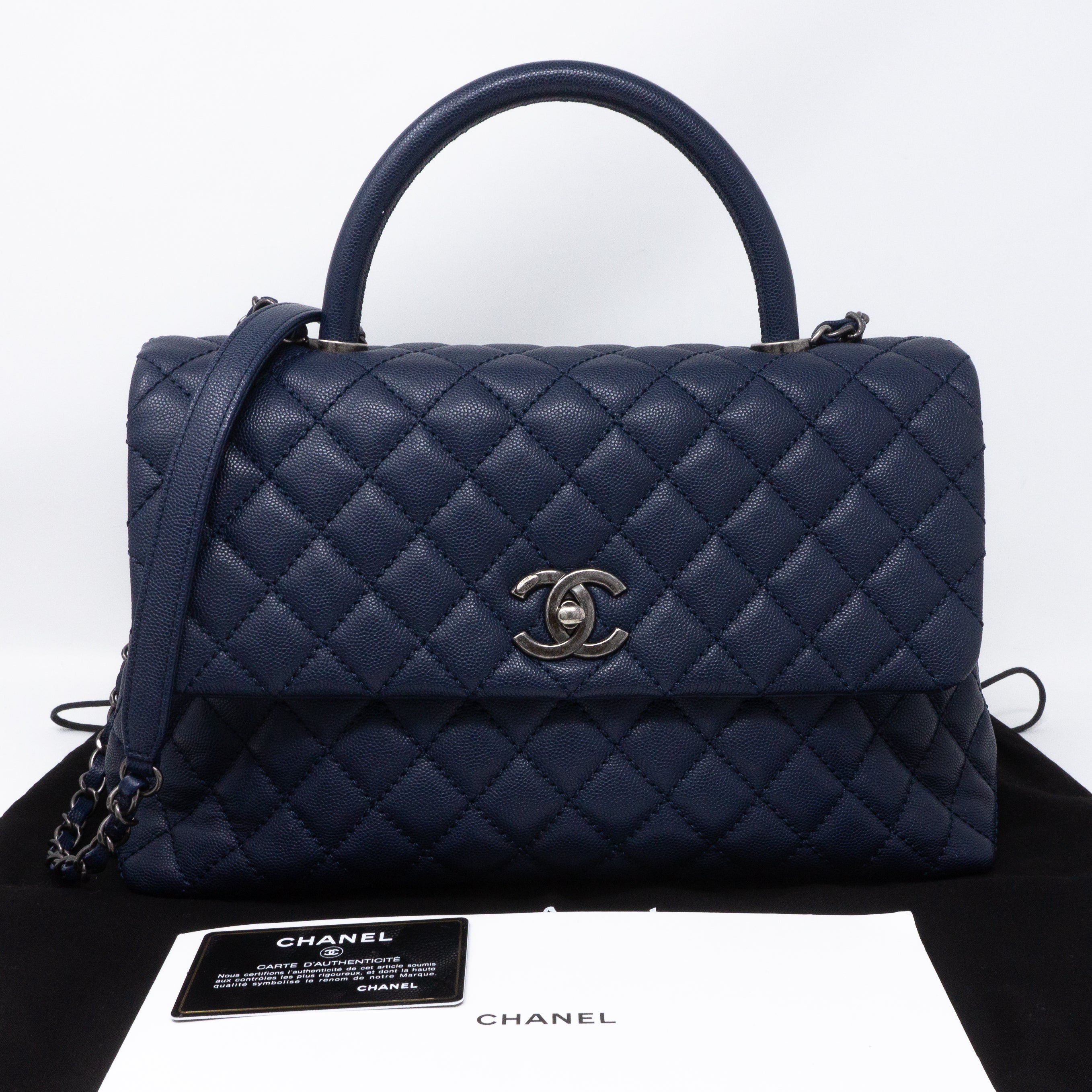 Coco Handle Navy Blue Caviar
