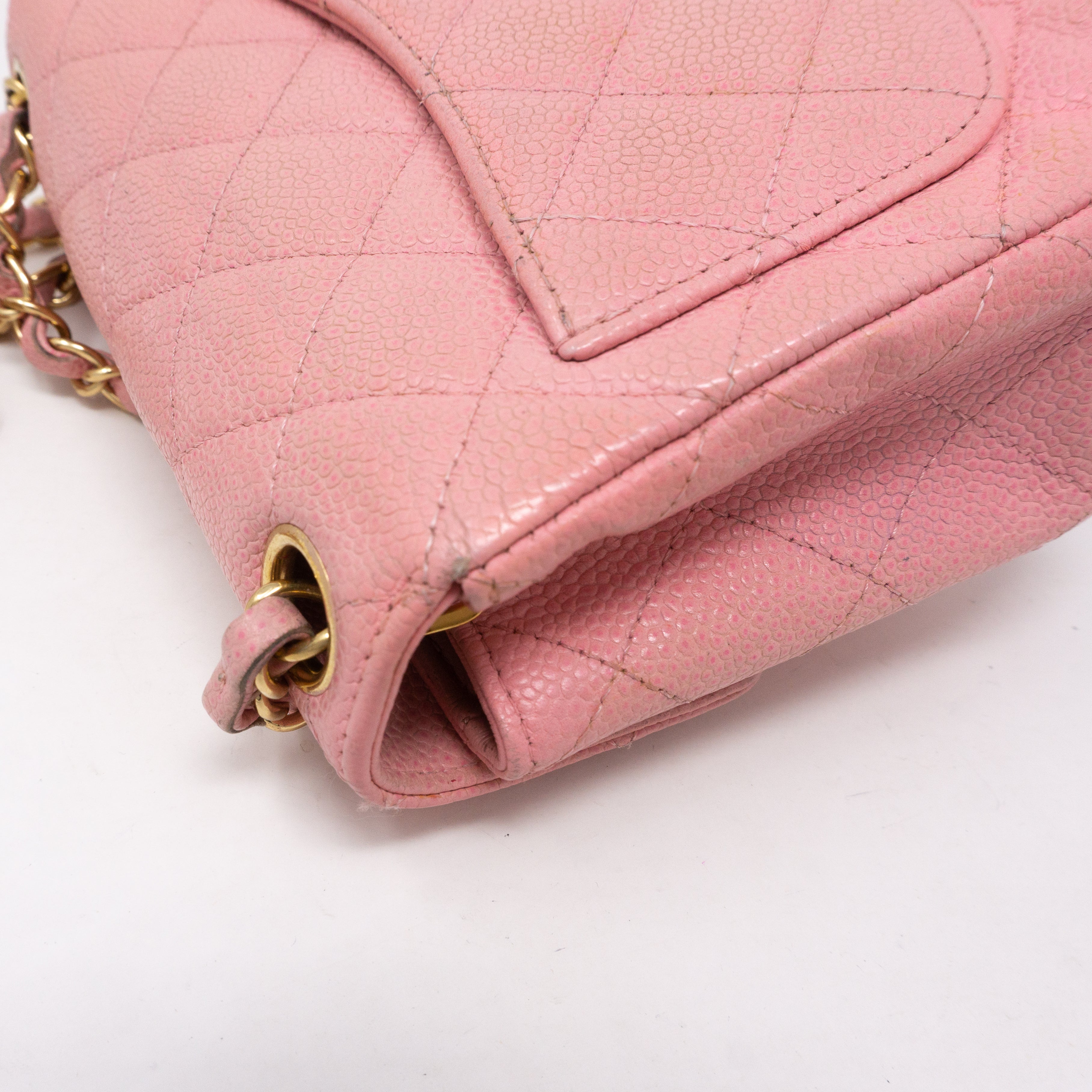 Classic Single Flap Mini Square Pink Caviar