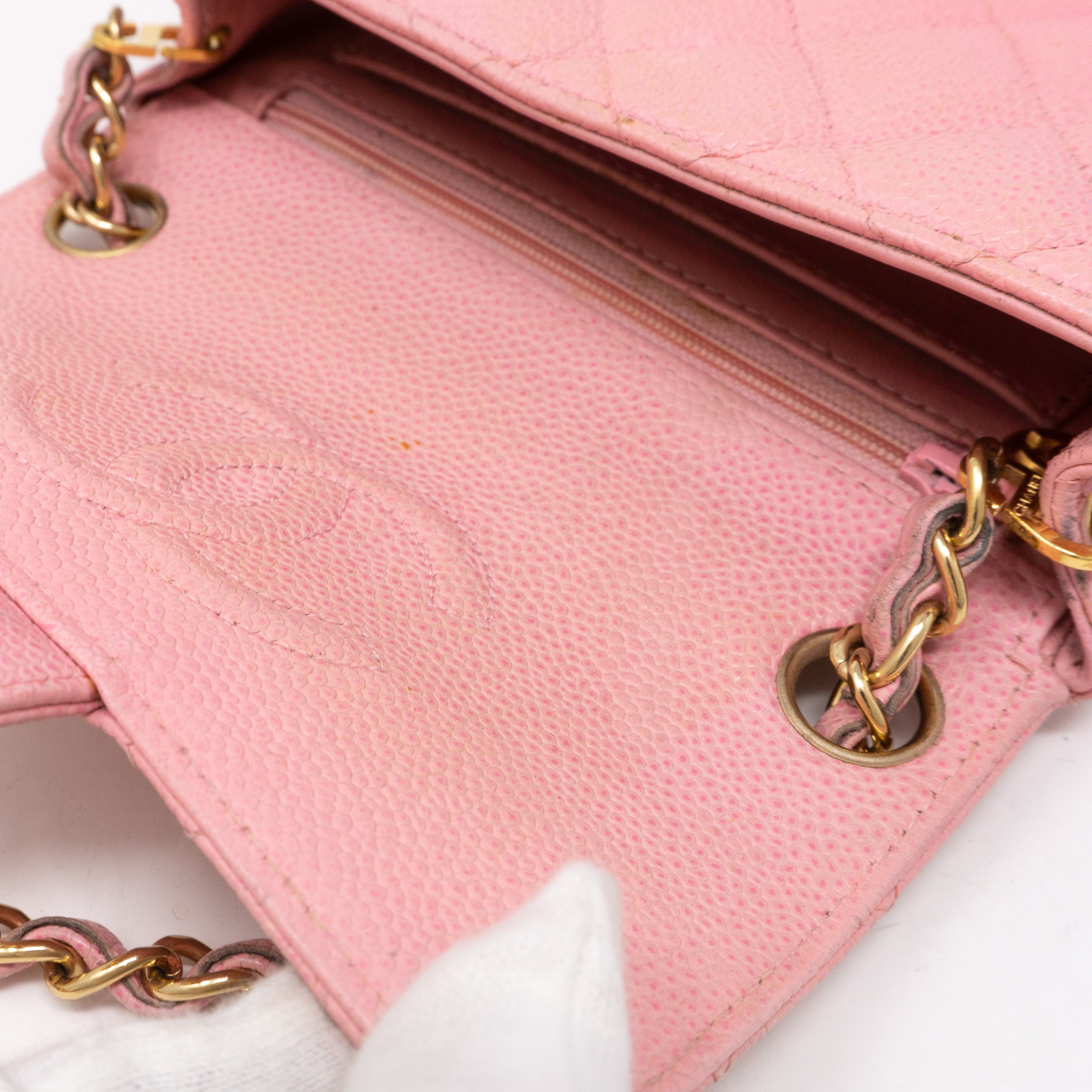 Classic Single Flap Mini Square Pink Caviar