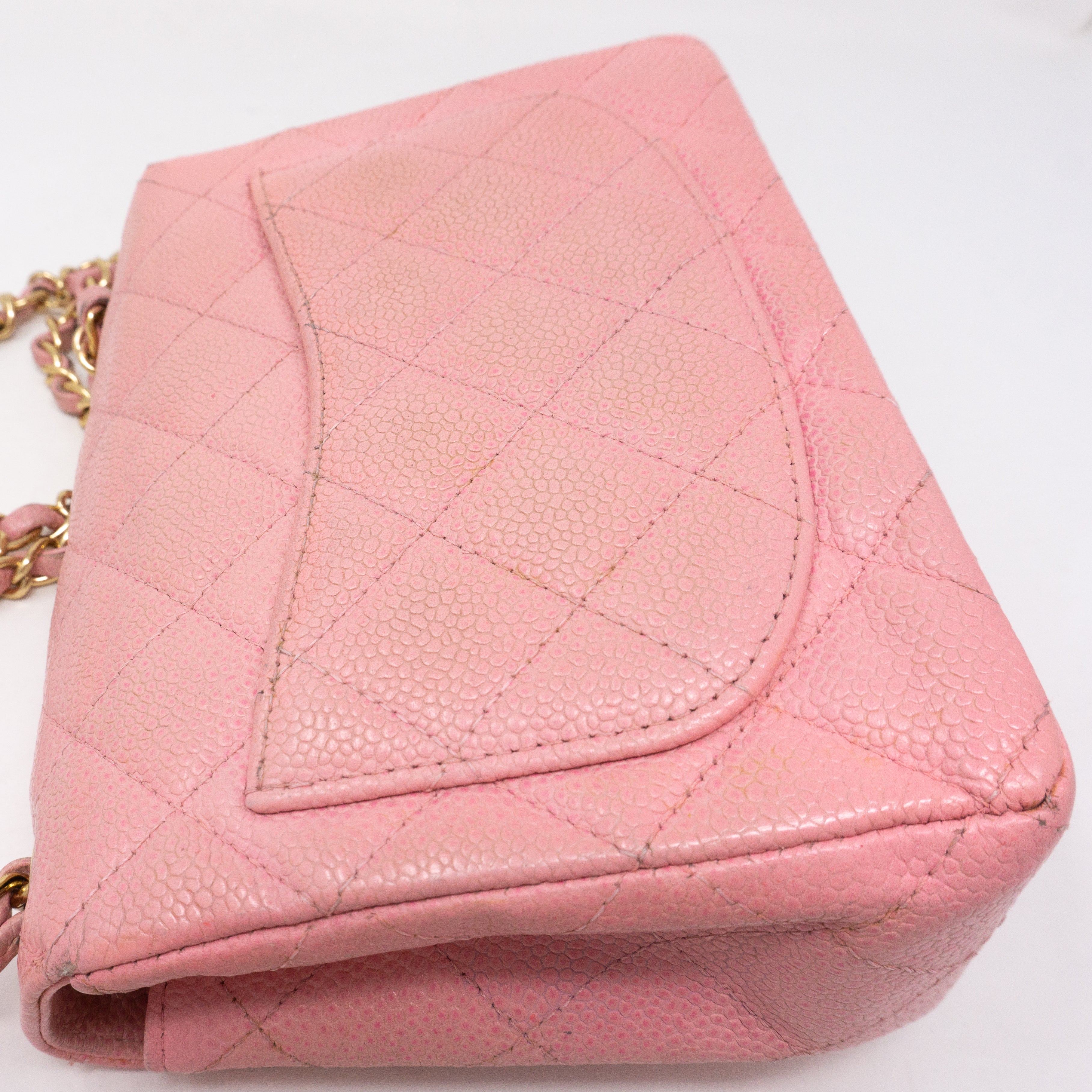 Classic Single Flap Mini Square Pink Caviar
