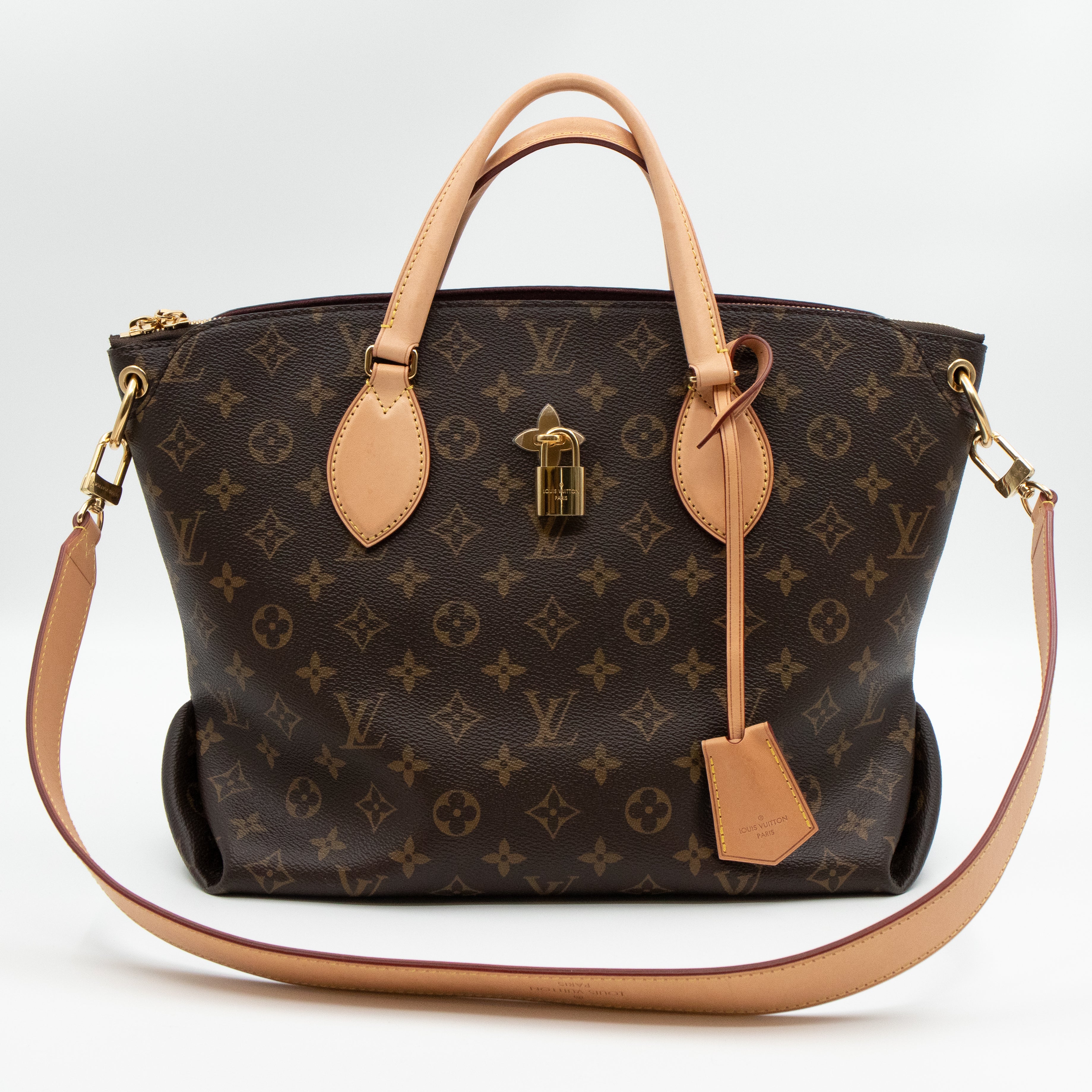 Flower Zipped Tote MM Monogram Beige