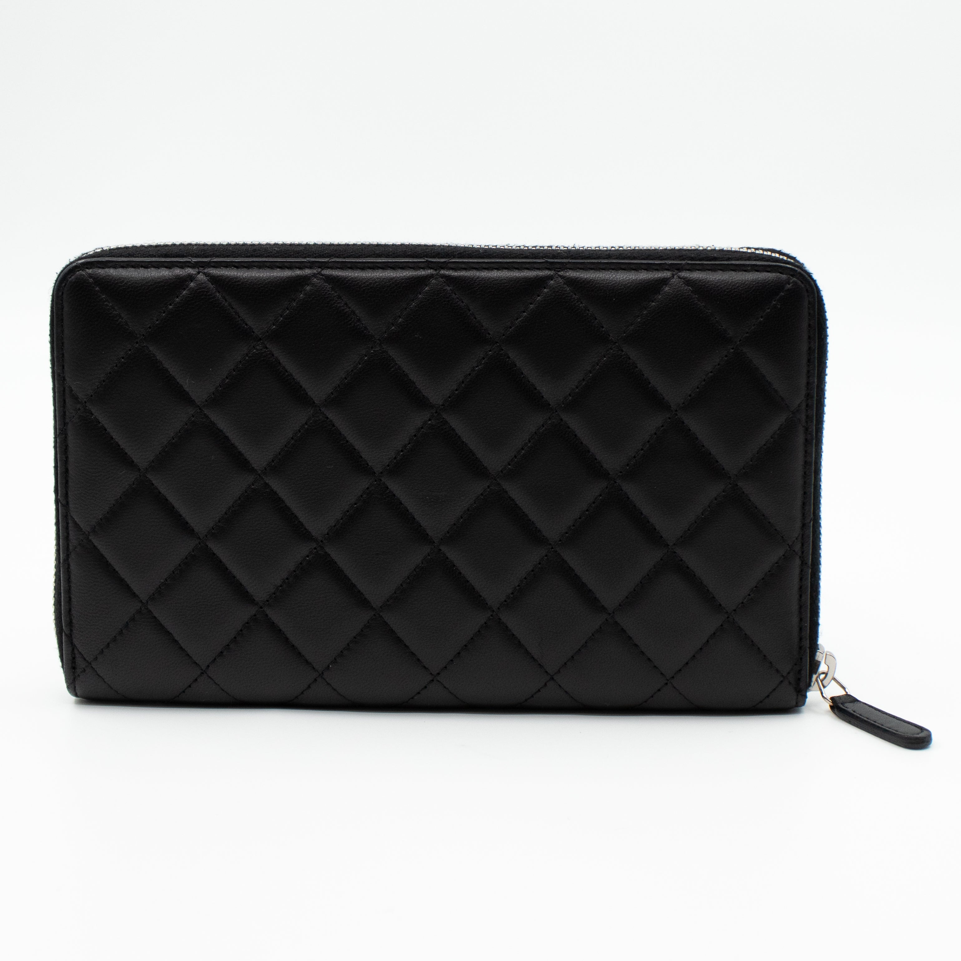 Organizer Wallet Black Lambskin Leather