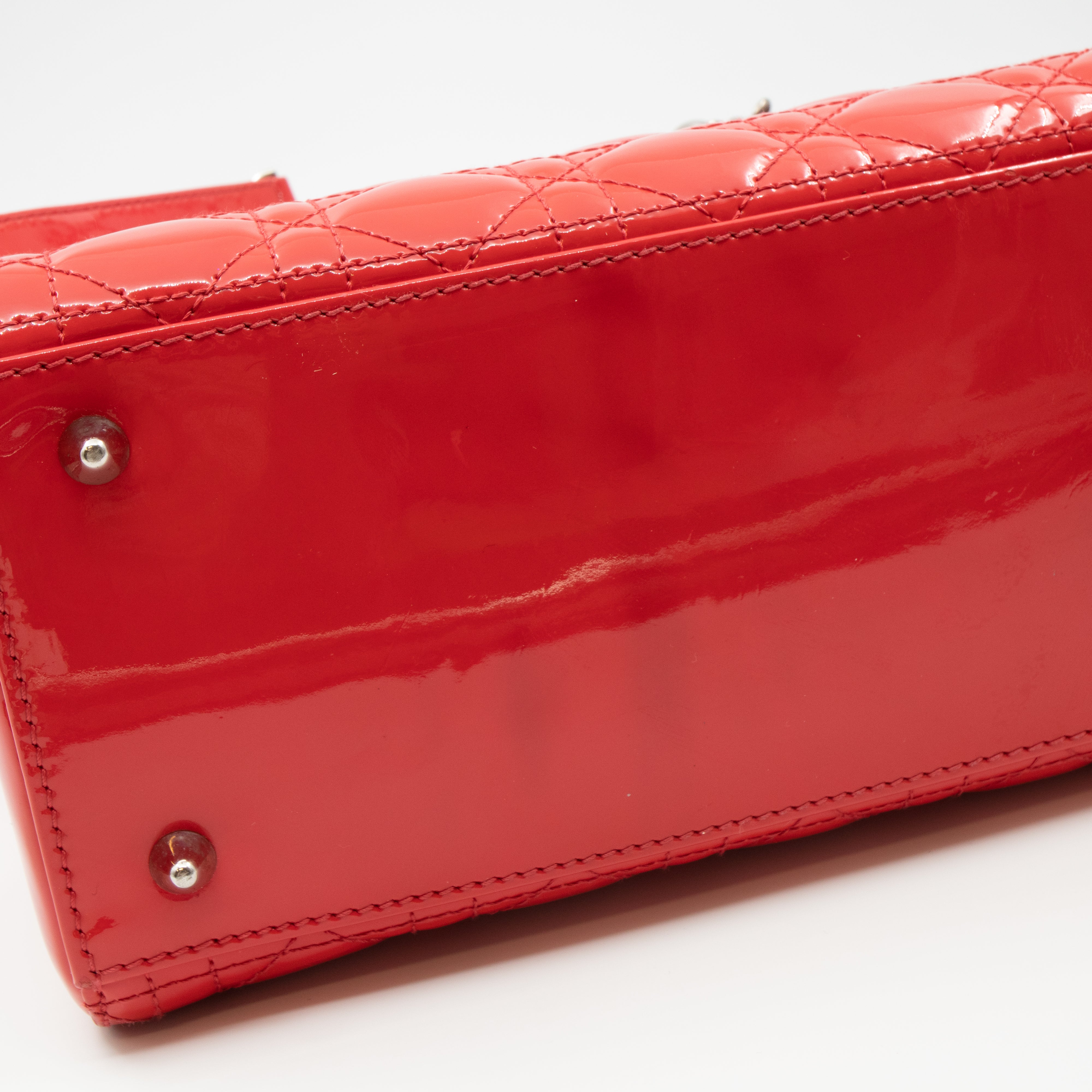Lady Dior Medium Coral Patent Leather