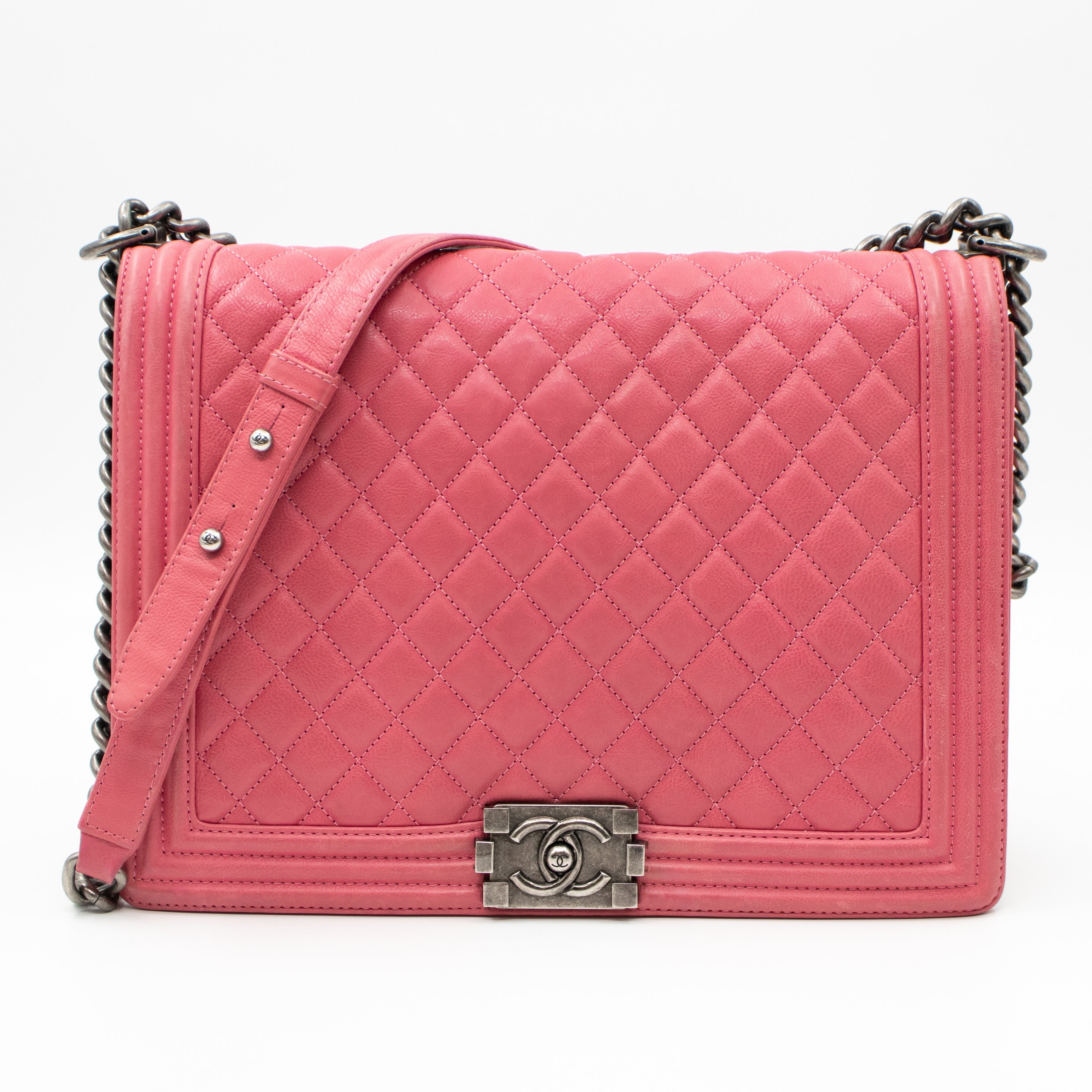 Boy Flap Bag Large Pink Leather