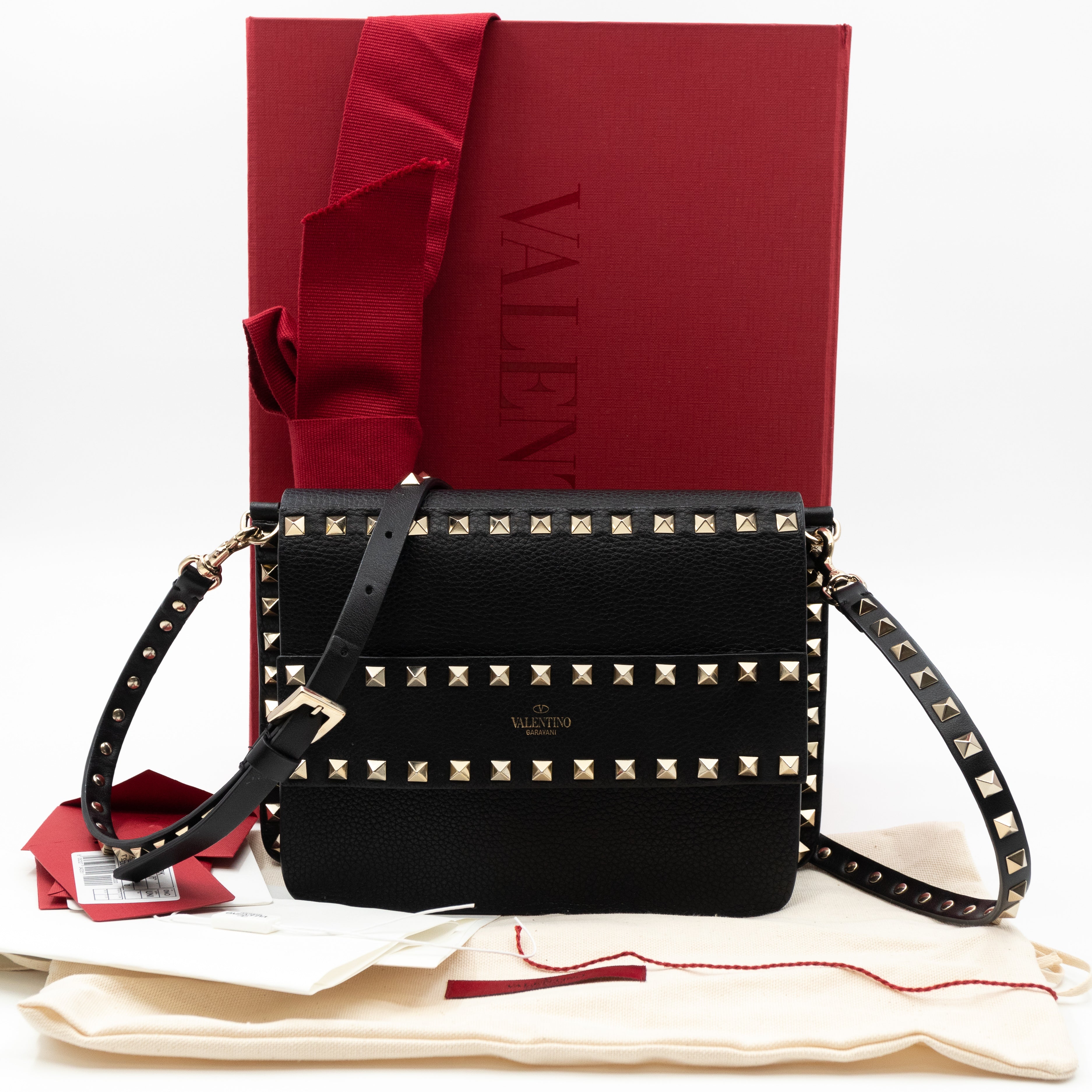 Rockstud Shoulder Bag Black Leather