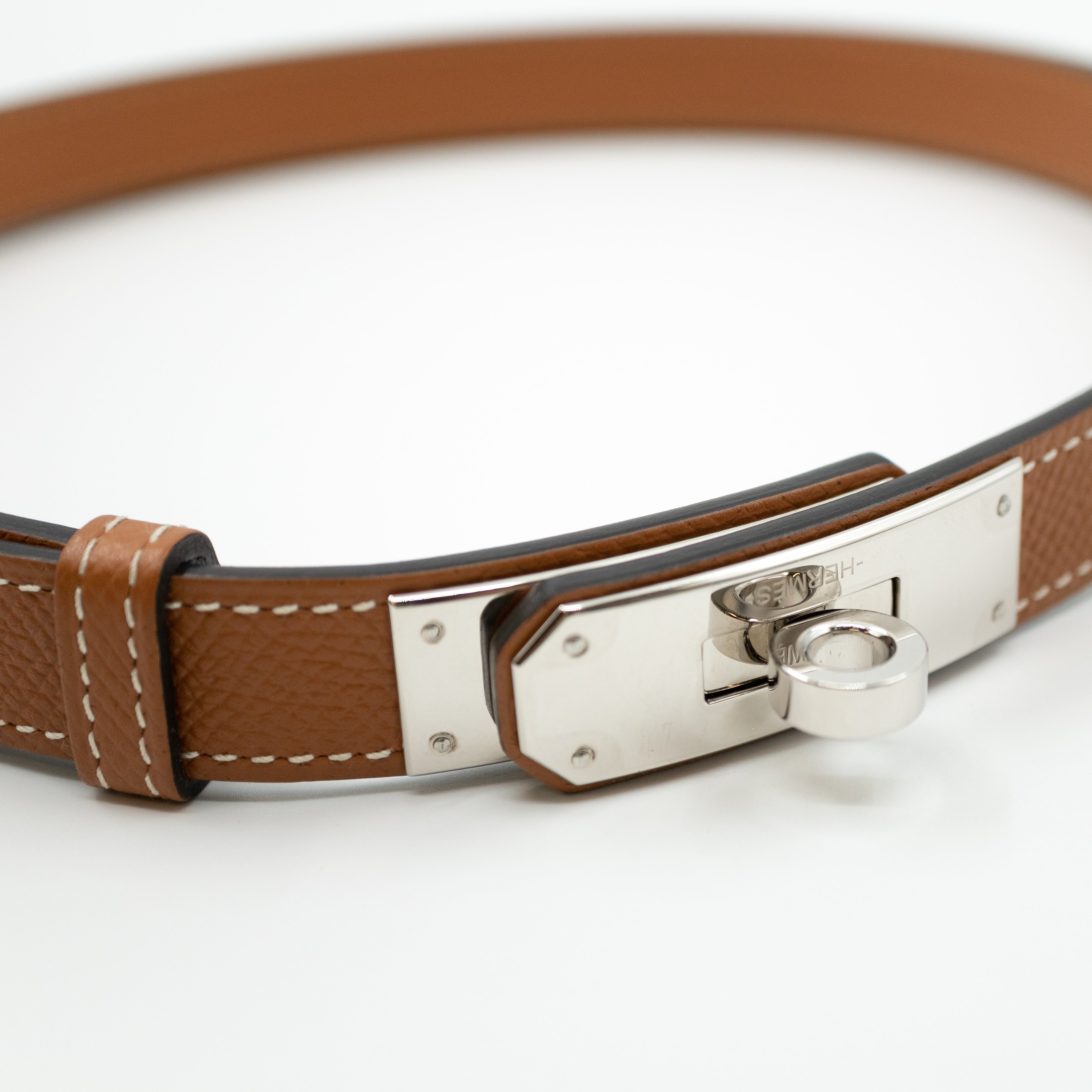 Kelly 18 mm Belt Adjustable Gold Leather