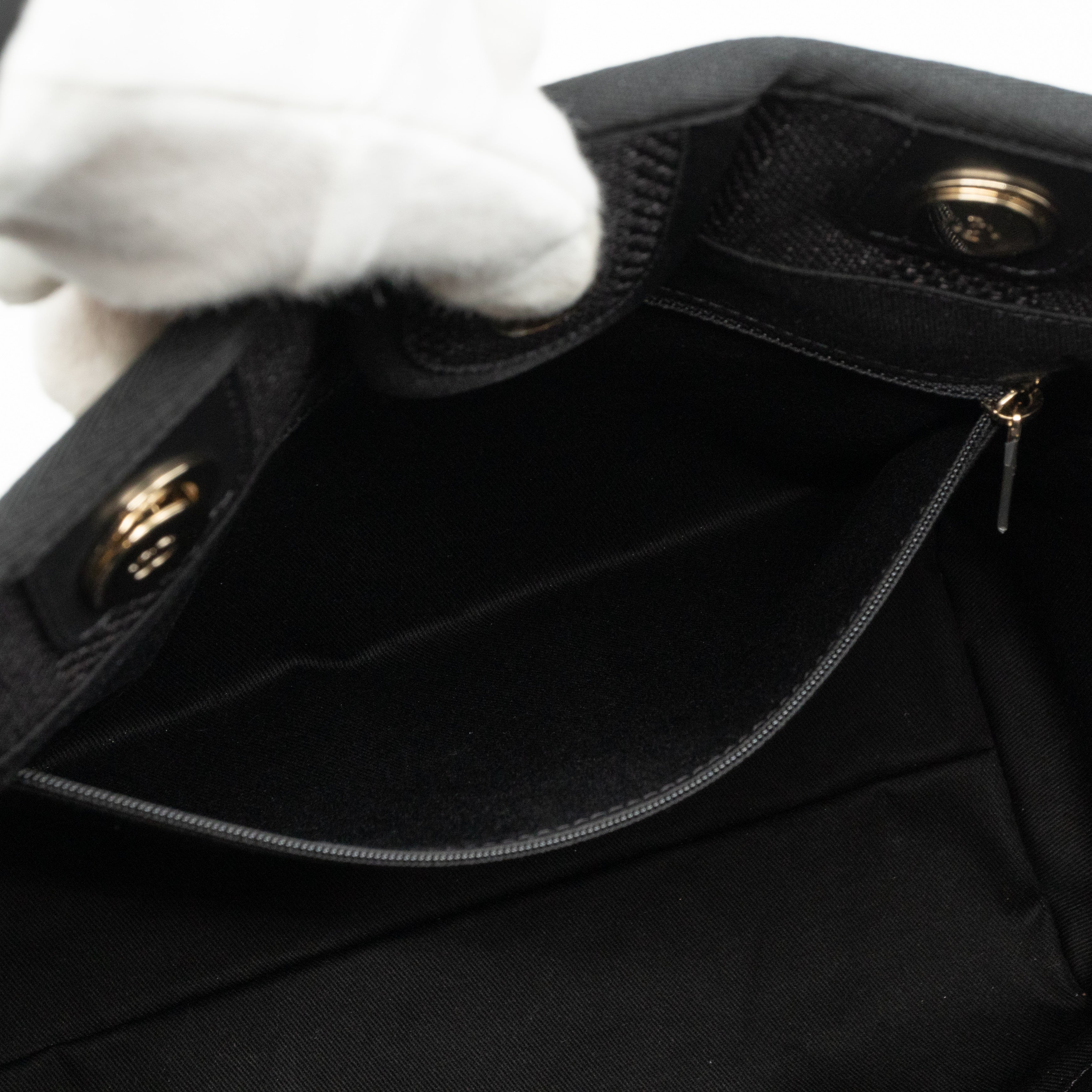 Deauville Small Tote Black Canvas Gold