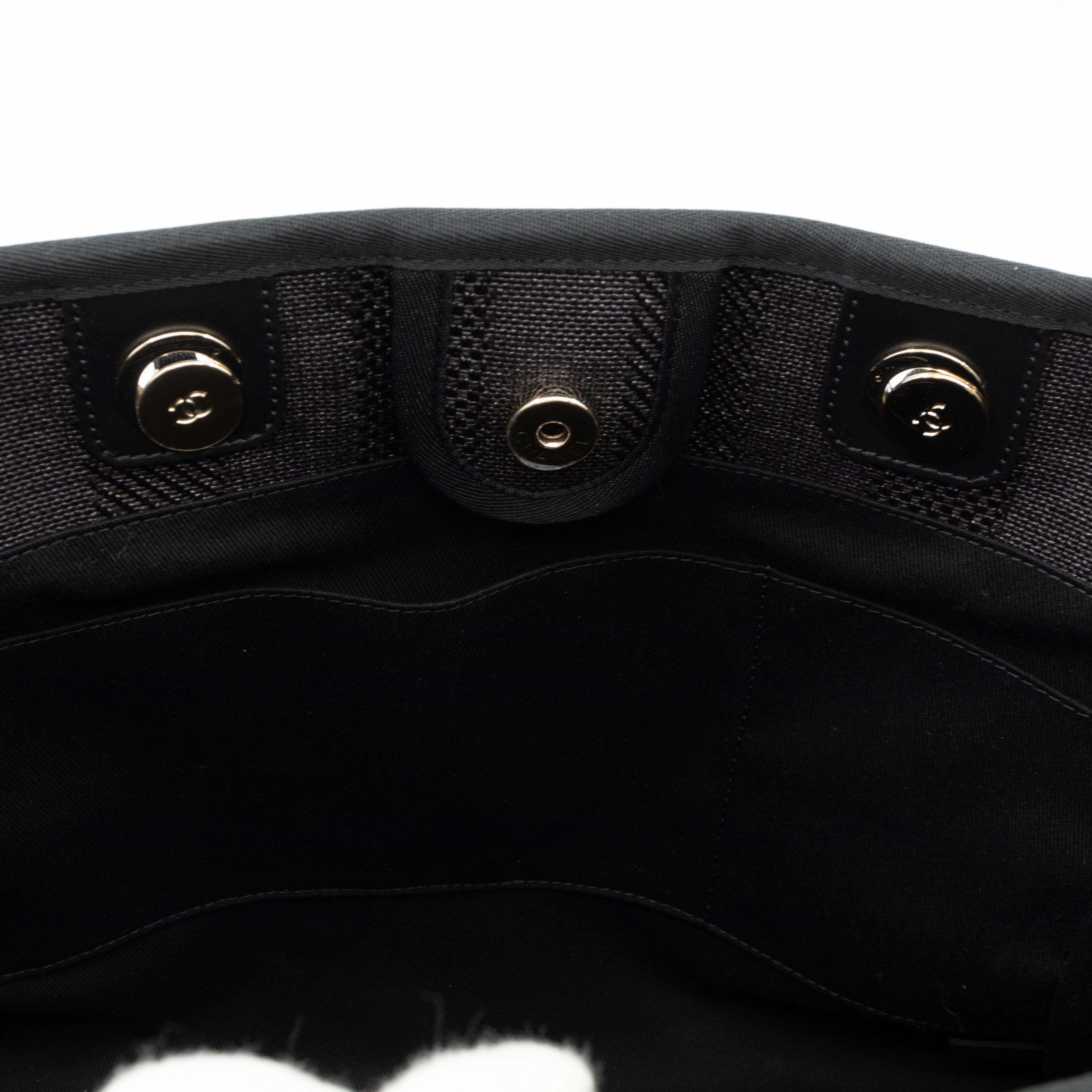 Deauville Small Tote Black Canvas Gold