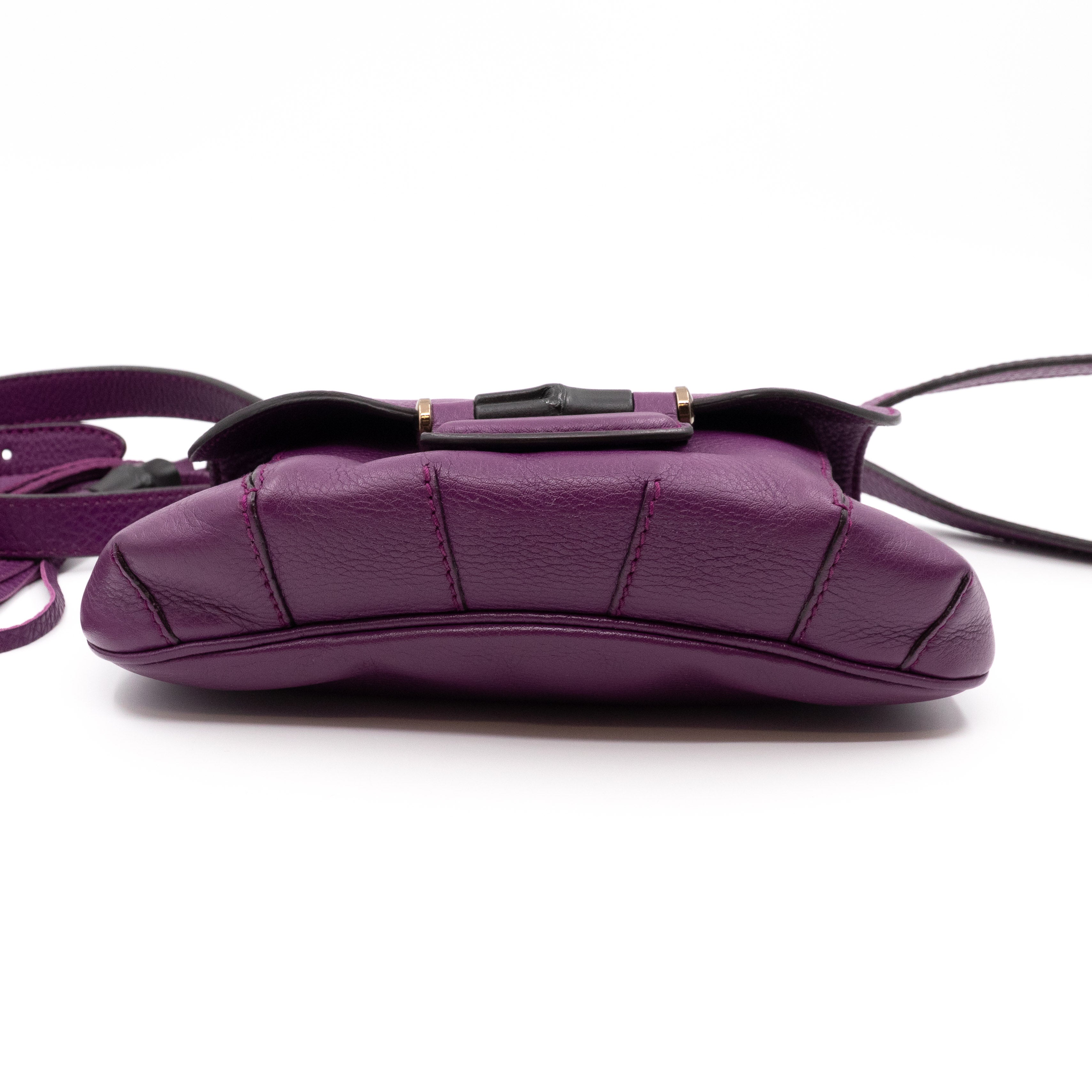 Nouveau Bamboo Shoulder Bag Purple Leather
