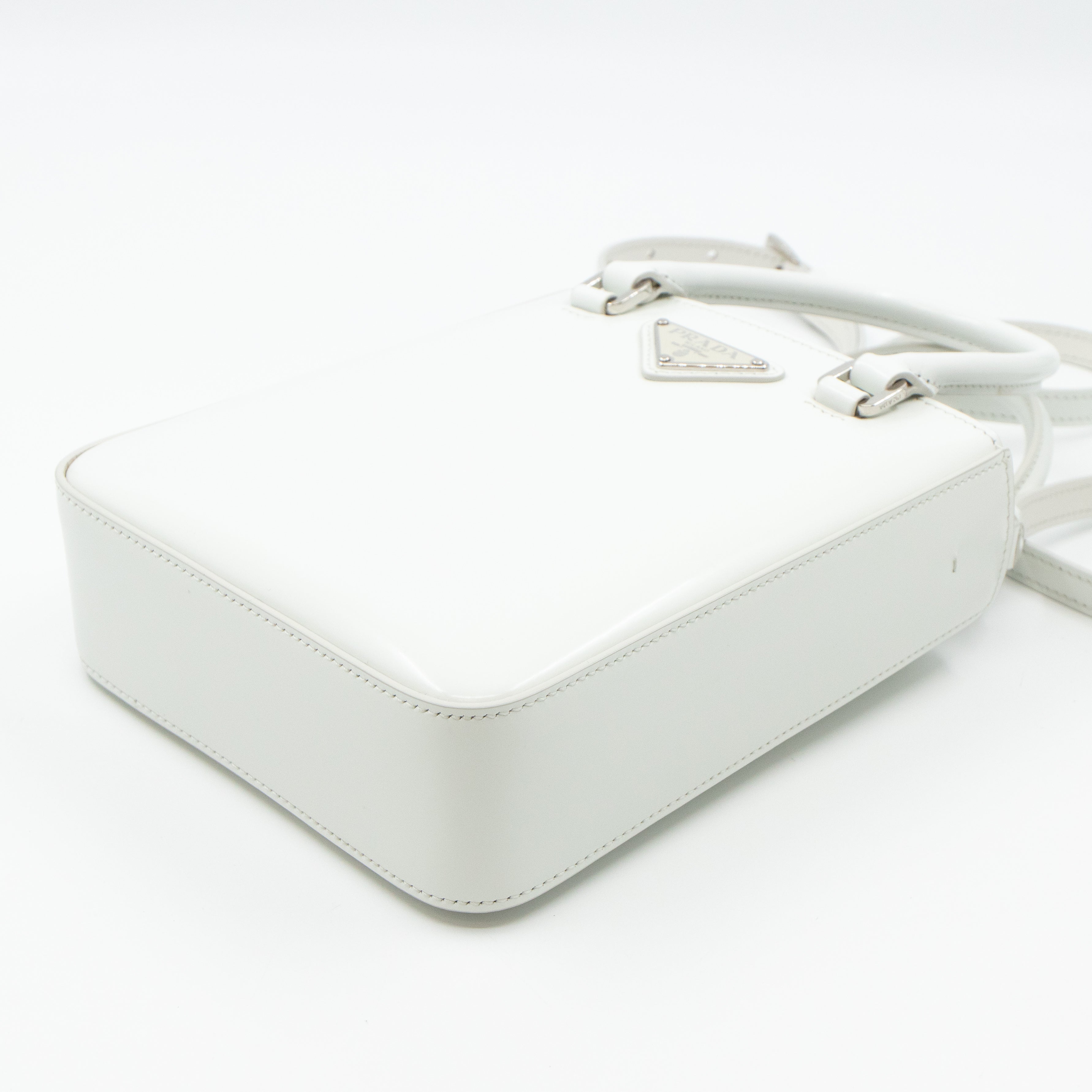 Small Crossbody Tote White Brushed Leather