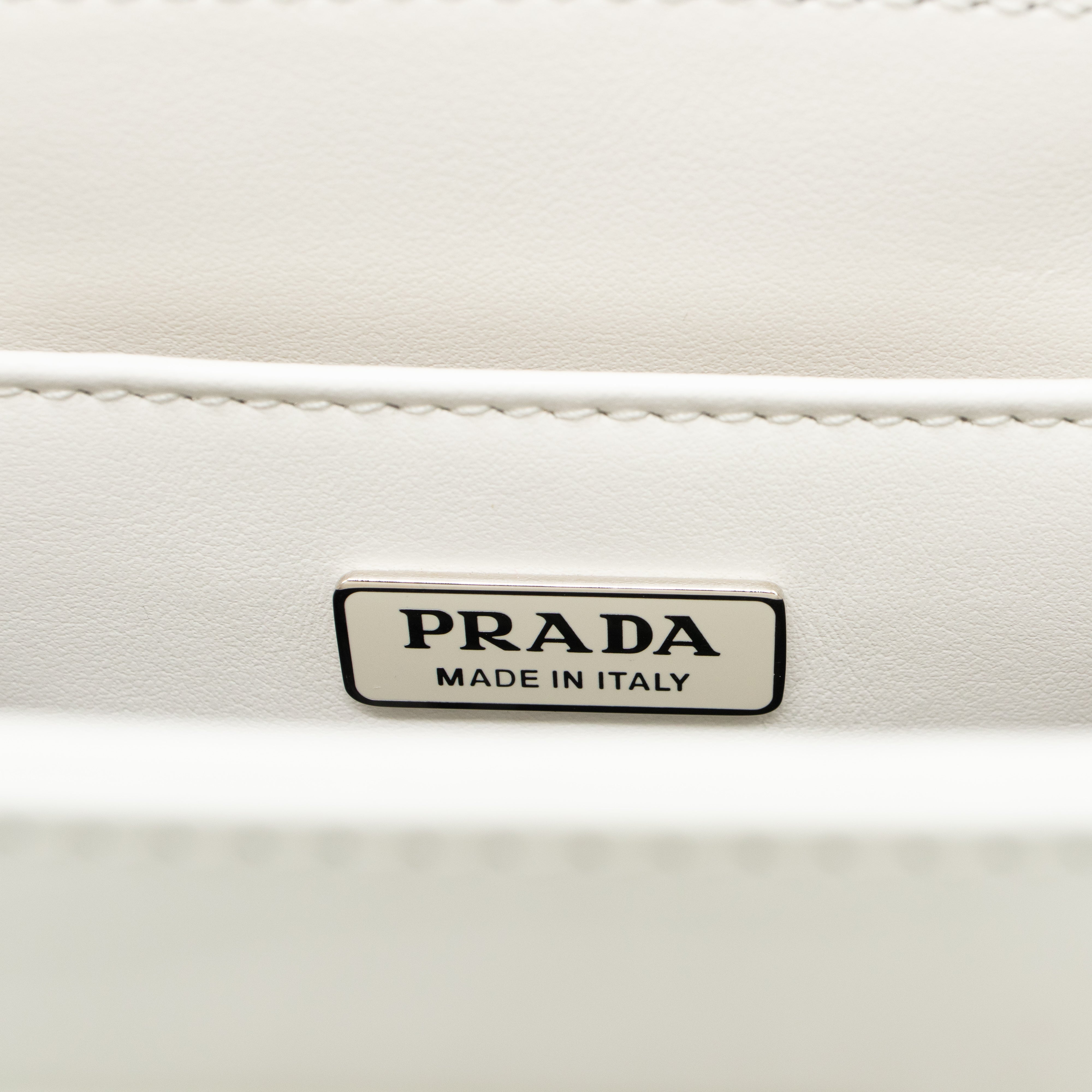 Small Crossbody Tote White Brushed Leather
