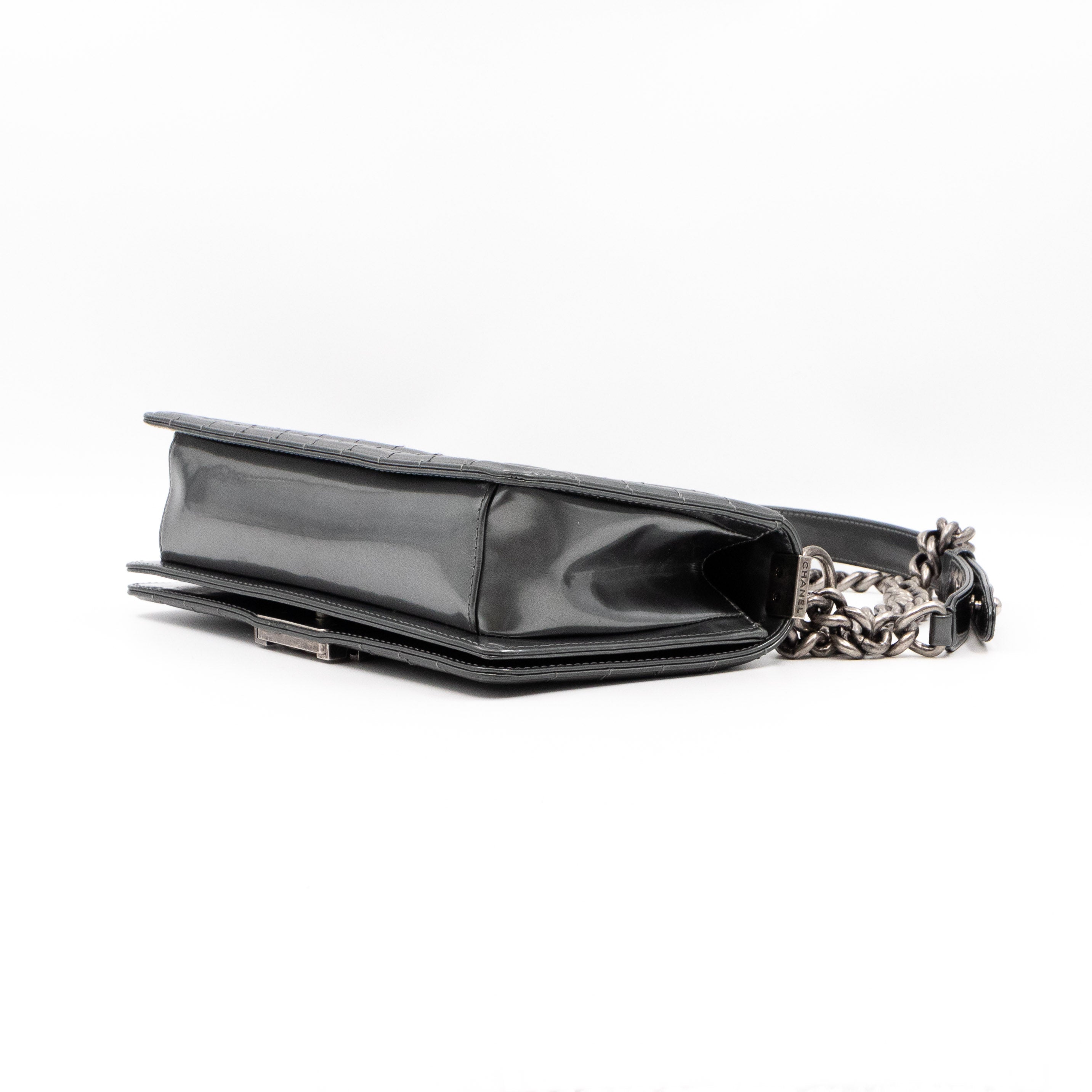 Boy Bag Old Medium Grey Patent Leather