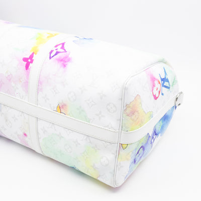 Keepall 50 Bandouliere Monogram Watercolor White
