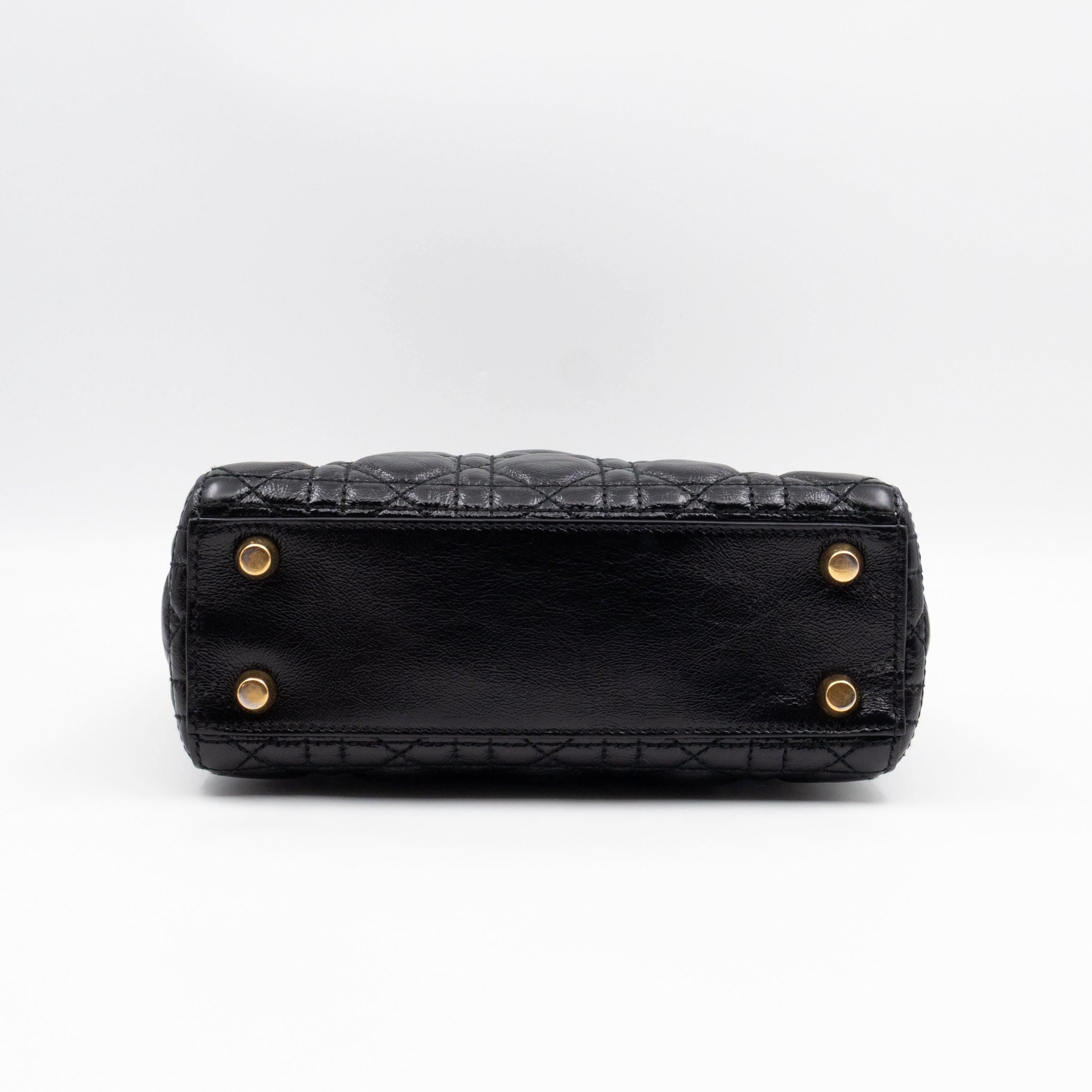 Lady Dior Small My ABCDior Black Cannage Crinkled Patent Leather