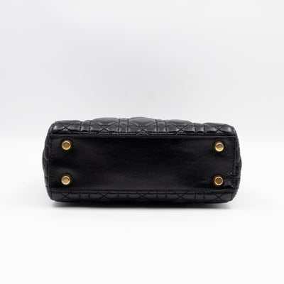 Lady Dior Small My ABCDior Black Cannage Crinkled Patent Leather