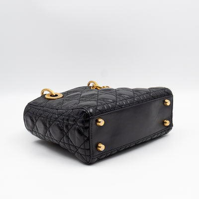 Lady Dior Small My ABCDior Black Cannage Crinkled Patent Leather