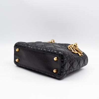 Lady Dior Small My ABCDior Black Cannage Crinkled Patent Leather