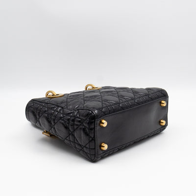 Lady Dior Small My ABCDior Black Cannage Crinkled Patent Leather