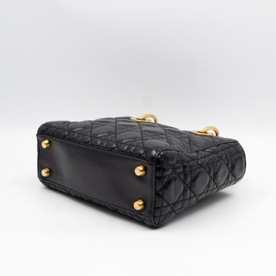 Lady Dior Small My ABCDior Black Cannage Crinkled Patent Leather