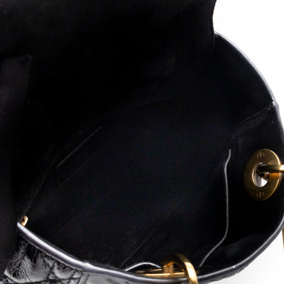 Lady Dior Small My ABCDior Black Cannage Crinkled Patent Leather