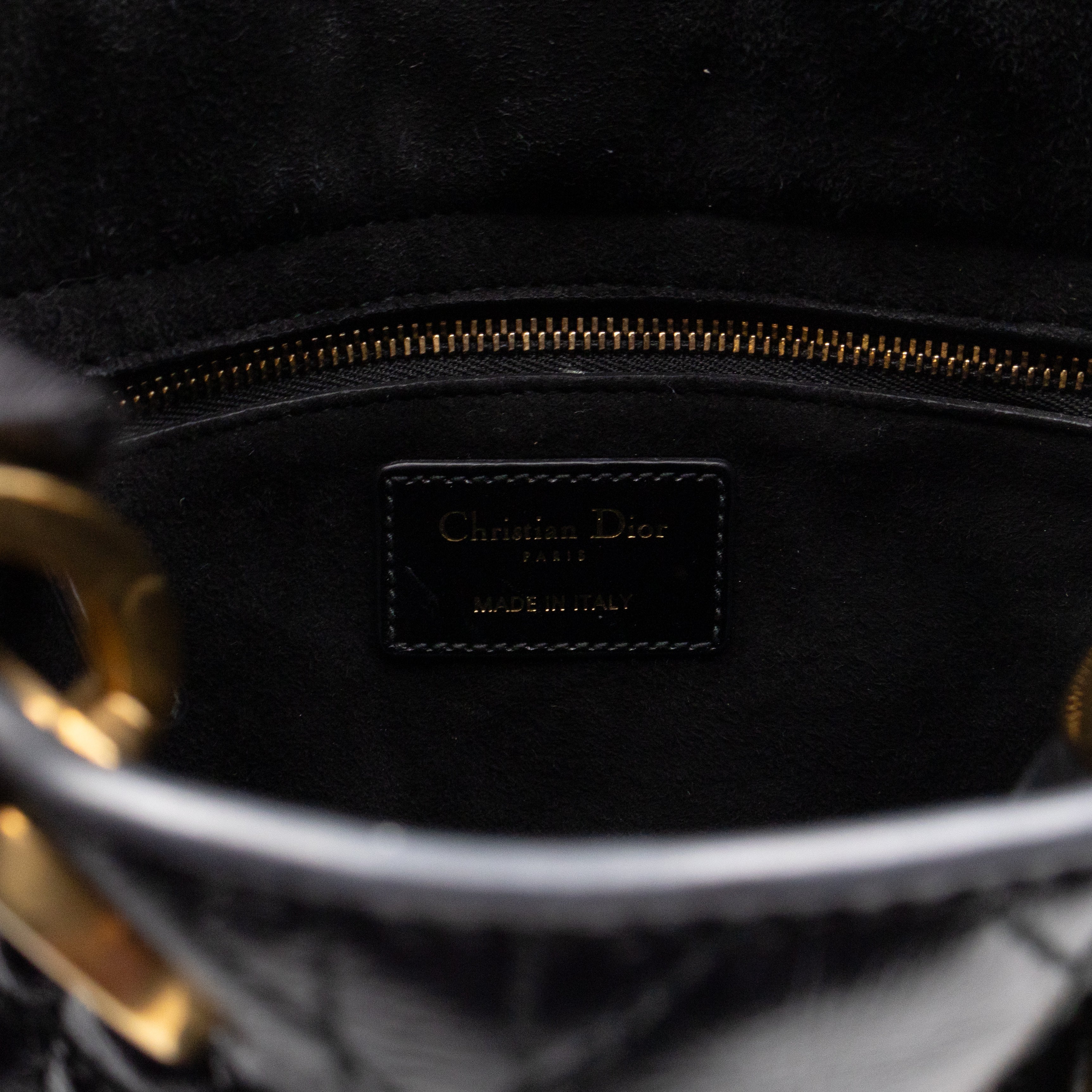 Lady Dior Small My ABCDior Black Cannage Crinkled Patent Leather