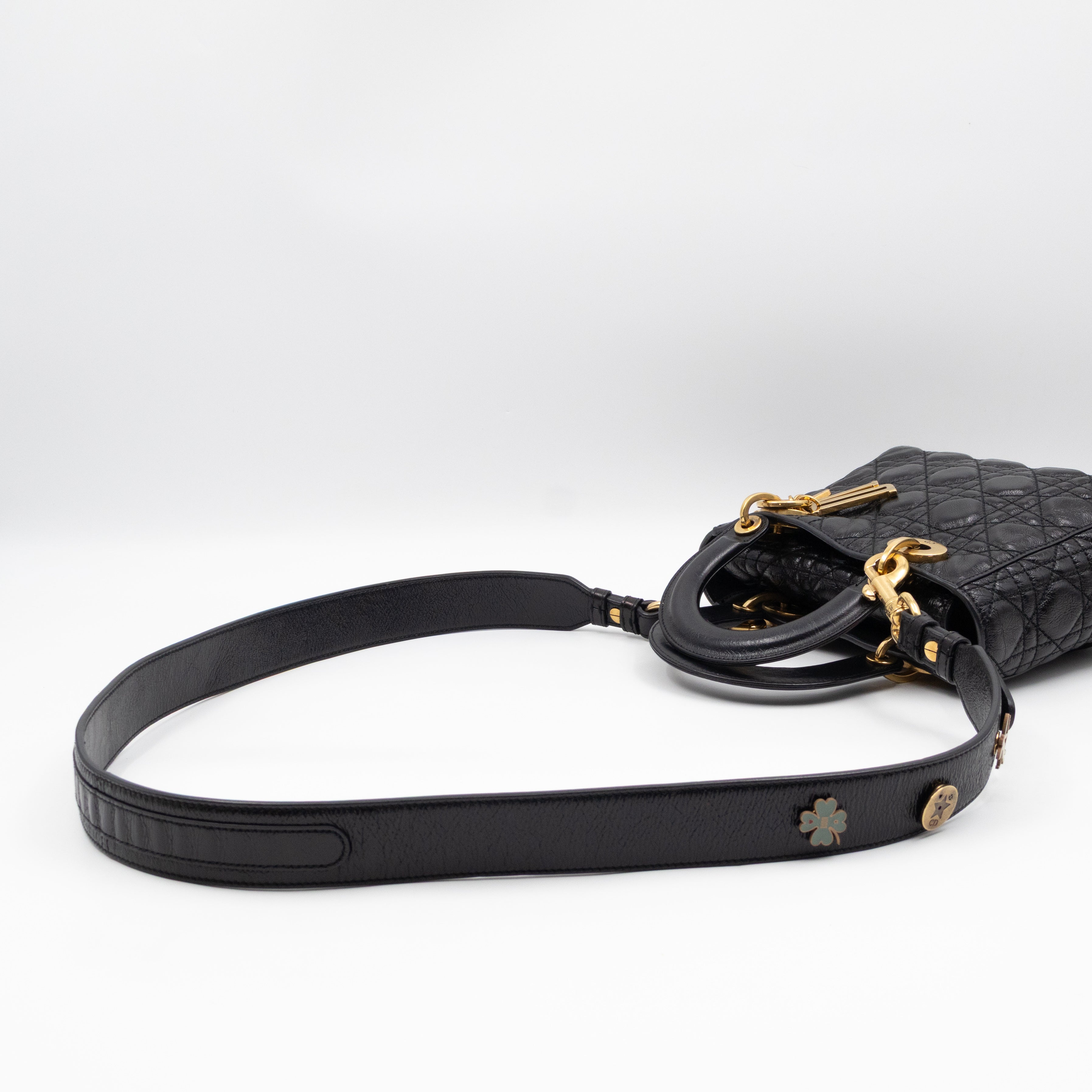 Lady Dior Small My ABCDior Black Cannage Crinkled Patent Leather