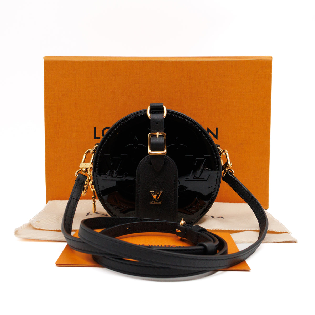 Mini Boite Chapeau Black Vernis Gold