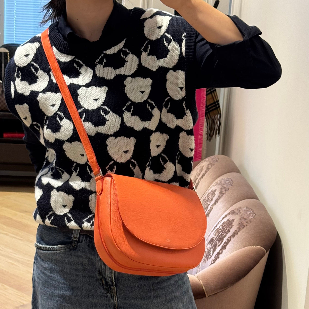 Trotteur Messenger Bag Orange Leather