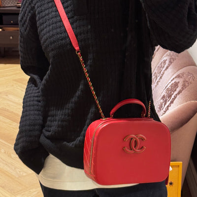 Coco Curve Vanity Case Bag Red Leather
