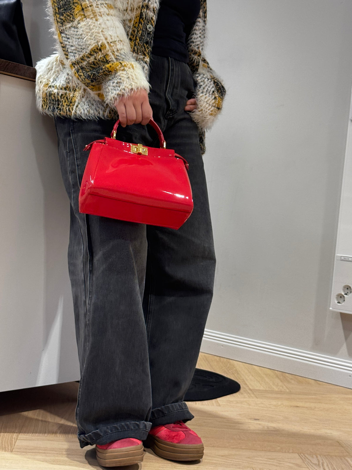 Peekaboo Mini Red Patent Leather