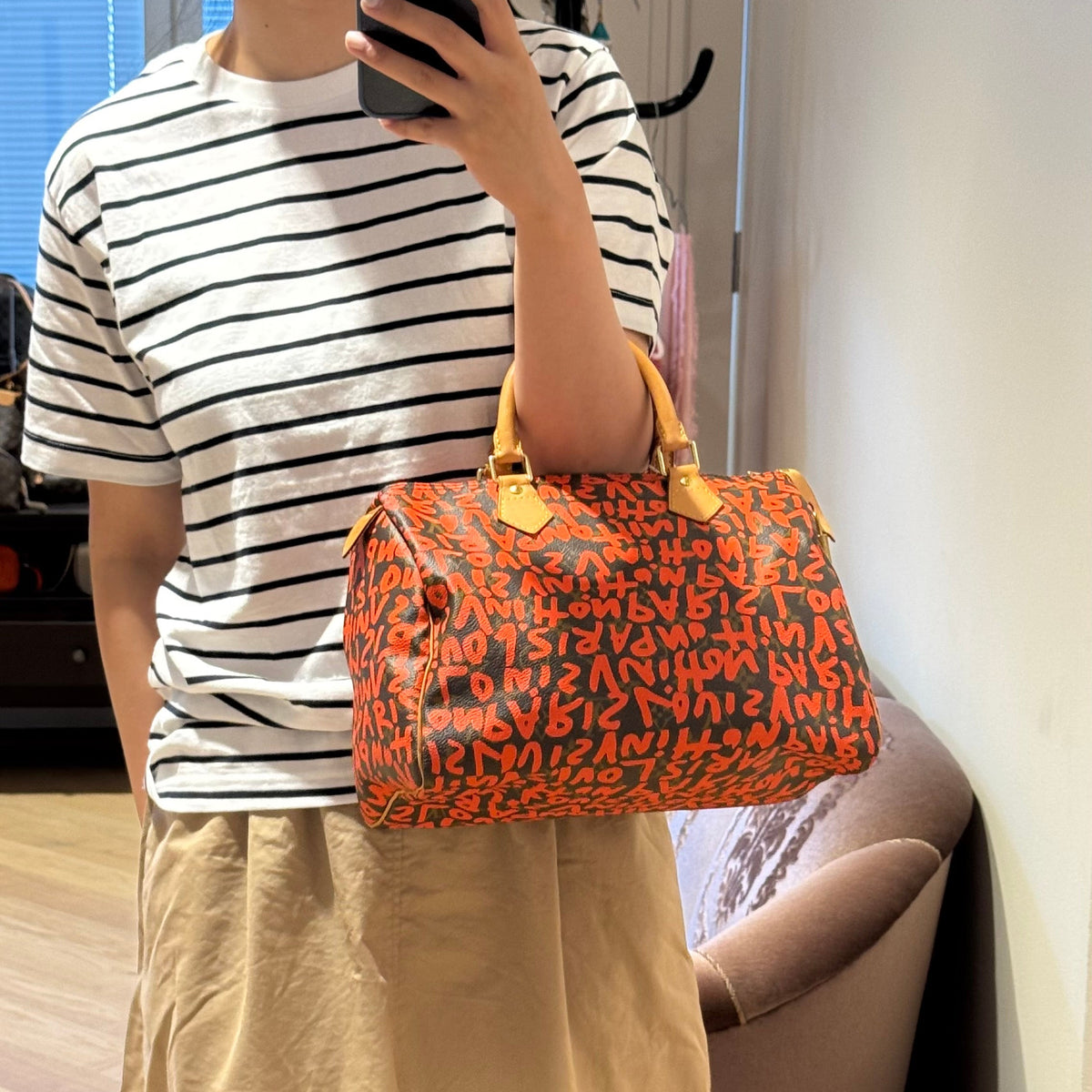 Speedy 30 Monogram Orange Graffiti